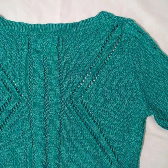 AEO Open Cable Knit Sweater, Color Aquamarine Size XL - Picture 10 of 12